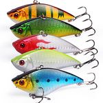 Sougayilang Fishing Lures Large Hard Bait Minnow VIB Lure with Treble Hook Life-Like Swimbait Fishing Bait 3D Fishing Eyes Popper Crankbait Vibe Sinking Lure for Bass Trout Walleye Redfish …