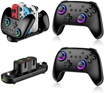 Switch Controllers 2 Pack with Charging Dock, Switch 2 Controller for Nintendo Switch/Switch 2/Lite/OLED, Wireless Switch 2 Pro Controller with RGB/Wake up/6-Axis Gyro/Dual Vibration/Turbo/Screenshot