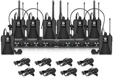 D Debra Audio AU800 Pro UHF 8 Channel Wireless Microphone System with 8 Cordless Bodypack Mics, Metal Receiver, Ideal for Karaoke Church Party (With 8 Bodypack)