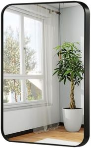 JENBELY 24x36 Inch Black Wall Mirror for Bathroom, Brushed Metal Framed Mirror with Rounded Corner, Rectangle Bathroom Vanity Mirror for Bedroom or Living Room, Horizontal/Vertical