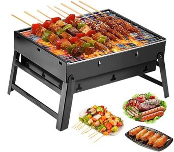 Portable Charcoal Grill,17" Folding Portable BBQ Charcoal Grill Compact Tabletop Mini Smoker Small BBQ Grill Outdoor for Travel Backyard Picnic Beach