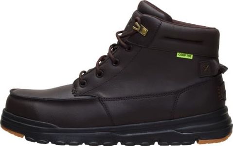 HEYDUDE Men's Bradley II Work CT Leather Boot, Chocolate Torte/Multi Size 11