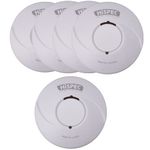 HiSPEC Smoke Alarms Heat Detectors and CO Detectors - Fire Safety Kits: Fully Compliant to 2022 Scottish Legislation (4 Smoke / 1 Heat)