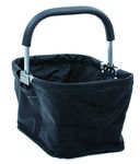 RSVP International 8017 Collapsible Market Basket Aluminum Frame, Large Side Zip Pocket, Black