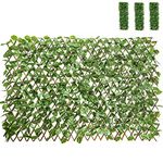 COSTWAY 255 x 79cm Artificial Ivy Leaf Hedge, 3PCS Expandable Willow Trellis Screening with Leaves, UV Protected Wall Privacy Fence Screen for Garden Backyard Terraces