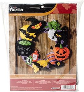 Bucilla Felt Applique Wall Hanging Wreath Kit, 17 by 17-Inch, Witch's Brew Black