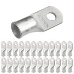 SELTERM 2/0 AWG (70 mm²) - 5/16" (M8) ⌀ Hole UL Marine Grade Wire Lugs, Battery Cable Ends, Tinned Copper Eyelets, Tubular Ring Terminal Connectors [B78] - 25 Pack