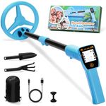 Metal Detector Kids, Smofrees USB Rechargeable Small Kids Metal Detector, Adjustable 24"-34" Portable Childrens Metal Detector with Funny LCD Display for Outdoor Exploration, Blue