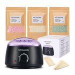 NEOMANN Waxer II Waxing Kit for Women and Men Non-Sticky, Teflon-Coated - Wax Warmer for Hair Removal incl. 300g Wax Beads, 20 Spatulas - Wax Machine or Wax Pot perfect Brazilian Wax Kit for Women