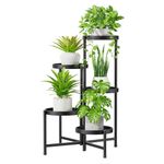 iDavosic.ly 5 Tier Large Plant Stand Indoor, 10 Inch Wide Tall Corner Metal Plant Stands Outdoor for Multiple Plants, Folding Tiered Flower Display Holder Rack Shelf, Black