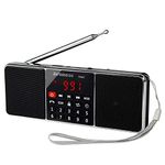 Retekess TR602 Portable Bluetooth Radio, FM Stereo Radio, Rechargeable MP3 Player 2 Speaker AUX Input Support TF Card USB, Sleep Timer, (Black)