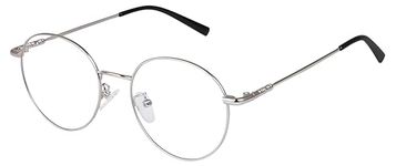 Roshfort Men Women Round Lightweight Spectacle Frame Eyeglasses UV Protection Anti Eye strain Computer Glasses (Silver)