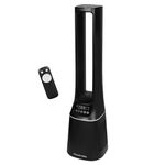 Russell Hobbs Quiet Bladeless Tower fan with Remote Control, Tall Standing Fan, 105cm Tall, 10 Speed Settings, 12 Hour Adjustable Timer, Oscillating Fan 22W Black, RHBLDL12B