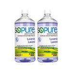 SoPure 2X945 mL Liquid Lavender Hand Sanitizer Refills Bottles (with a free travel size spray bottle) - Natural vegetable ingredients & Enriched with Vitamin E - Non-sticky moisturizing