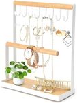 Sanshaoye Jewelry Organizer, 3-Tier Necklace, Bracelet, Earrings, Rings Holder Stand, Jewelry Tower for Home and Store Display, Ideal Gifts for Women and Girls (White)