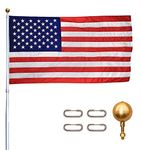 20' Telescoping Silver Titan Flagpole w/Flag