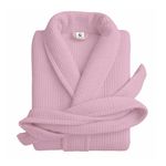 Enchant Home Pink Cotton Waffle Bathrobe for Women and Men, Lightweight Soft Unisex Knee Length Cotton Robe, Premium Comfortable Dressing Gown for Home Loungewear Use and Relaxation Bathrobe