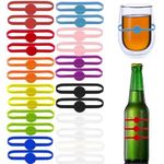 Stretchable Drink Markers 24pcs, Wine Glass Markers, Strip Tag Marker for Glasses Cup, Beer Bottle, Mug, Jar, Cocktail Glass Party Solution for Guest Glass Marker Solution