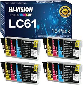 HI-VISION HI-YIELDS ® Compatible Ink Cartridge Replacement for Brother LC61 (4 Black, 4 Cyan, 4 Yellow, 4 Magenta, 16-Pack)