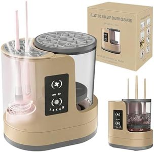 Electric Makeup Brush Cleaner Machine With Makeup Brush Dryer-Holder-Portable Automatic USB Cosmetic Brushes Cleaner Tool for All Size Beauty Makeup Brush Set,Eyeshadow, Blush Brush (brown)
