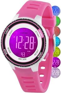 DTKID Digital Kids Watch 30 M Waterproof, 7 Color Lights Time Teaching Watch Easy to Read for Girls Boys 5-16