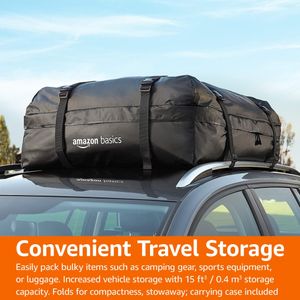 Amazon Basics Rooftop Cargo Carrier Bag, Black, 424L, 15 cu ft