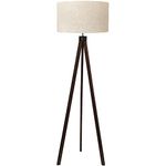 LEPOWER Wood Tripod Floor Lamp, Mid Century Standing Lamp, Modern Design Studying Light for Living Room, Bedroom, Study Room and Office, Flaxen Lamp Shade with E26 Lamp Base (Walnut Tripod Holder)