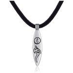 DonDon Mens Leather Necklace 19.7" 50 cm with Stainless Steel Pendant Yin Yang Board