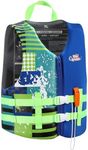 HeySplash Toddler Swim Vest, Kids Swimming Jacket Toddler Floaties with Adjustable Strap, Float Jacket for Puddle Pool Jumper, Beach, Boating, Learn to Swim Aid Fits 9-12Years/60-90Lbs, Blue Graffiti