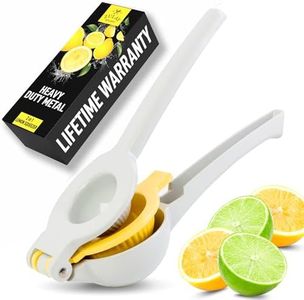 Zulay Kitchen Metal 2-in-1 Lemon Squeezer - Sturdy Max Extraction Hand Juicer Lemon Squeezer Gets Every Last Drop - Easy to Clean Manual Citrus Juicer - Easy-Use Lemon Juicer Squeezer - Gray/Yellow