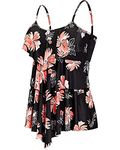 Holipick Ruffle Tankini Top Swimsuits for Women Swim Tops Flowy Layered Flounce Bathing Suit Top No Bottom - black - XX-Large