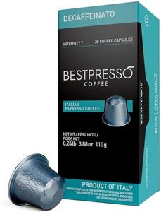 Bestpresso Coffee for Nespresso Original Machine 120 Aluminum pods Certified Genuine Espresso Decaffeinato Blend(Medium Intensity)Pods Compatible with Nespresso Original 60 Days Satisfaction Guarantee