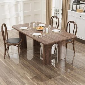 8'×10' Crystal Transparent Floor Mat for Under Kitchen Table, Water-Resistant Easy Maintain Plastic Area Rug Protector Cover, No Spill Easy Flat Floor Protector for Living Room, Art Studio
