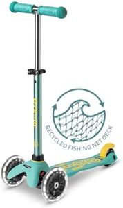 Micro Kickboard - Mini Deluxe Eco LED, 3-Wheeled, Lean-to-Steer, Swiss-Designed Micro Scooter Made with Recycled and Sustainable Materials, for Preschool Kids, Ages 2-5 (Mint)