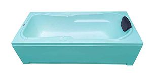 MADONNA Rex 5.5 Feet Acrylic Freestanding Bath Tub with Front Panel (with Headrest) (Cyan Blue)