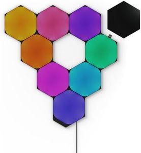 Nanoleaf Shapes Ultra Black Hexagon Starter Kit, 9 Smart Light Panels LED RGBW - Modular Wi-Fi Colour Changing Wall Lights, Works with Alexa Google Assistant Apple Homekit, for Room Decor & Gaming