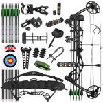 SHARROW Archery Set Compound Bow Kit 19lbs-70lbs Adjustable Adult Hunting Compound Bow and Arrows Set 320FPS with All Accessories for Outdoor Shooting (Black)