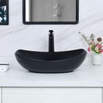 Davivy 22" x 15.7'' Large Matte Black Oval Vessel Sink with Pop Up Drain,Bathroom Vessel Sink,Bathroom Sinks Above Counter,Matte Black Bathroom Sink,Ceramic Vessel Sinks for Bathrooms (Large)