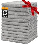 HOMERHYME Hand Towels, 12 Pack 25''*15'' Microfiber Bathroom Hand Towels, Grey All-Purpose Quick Dry Lint Free Soft Absorbent Bulk Checkered Washcloths Bath Towels for Travel Gym Hotel Kitchen Salon