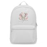 Purple Print House Personalised Baby Elelphant Mini Backpack For Girls Nursery Reception Back To School Bag, One Size, Light Grey