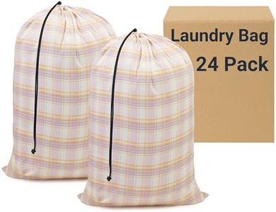 ZPECC Bulk Travel Laundry Bag,Extra Large Heavy Duty Laundry Bags 24 Pack,Washable Dirty Clothes Organizer for Commercial College Dorm Hotel Camping and Home Storage 30x40(Pink Checkered)