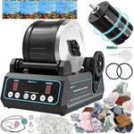 KomeStone K1 Pro Professional Cutting-Edge Brushless Motor Advanced Rock Tumbler Polisher Kit, Extra Large 2.5Lb Barrel with 3-Speed Motor 9-Day Timer, 6 Belts, Rough Gemstones, 4 Polishing Grits etc.