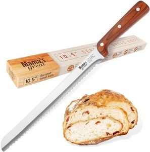 Mama's Great Ultra Sharp Serrated Bread Knife for Homemade Bread with 10.5 Inch Wide Wavy Edge