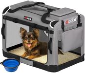 CADOCA® Foldable Dog Crate - Small Portable Soft Fabric Pet Carrier for Puppy, Dog, Cat & Kitten Breathable Cat Carrier, Travel Crate for Dog Bed, Car, Home, Vet & Holiday Use - Light Grey 50×35×35cm