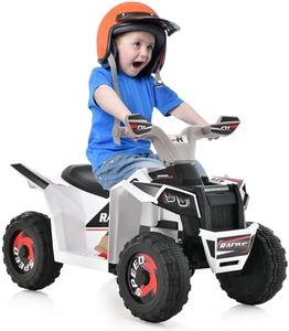 COSTWAY 6V Kids Ride on Car, Battery-powered Quad Bike ATV with All-Terrain Wheels and Forward & Backward Control, Electric 4 Wheels Vehicle Toy for Boys Girls (White)