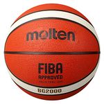 Molten BG2000 Premium Rubber Basketball, FIBA Approved, Indoor/Outdoor Play, Orange/Ivory, Size 6, For Boys age 12, 13, 14 and Girls age 14 & Adult