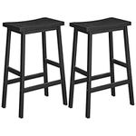 HOOBRO Bar Stool Set of 2, Bamboo Bar Chairs, 66 cm Kitchen Counter Stools with Footrest, Saddle Stools, for Living Room, Dining Room, Party Room, Industrial Style, Black BB03MD01G2