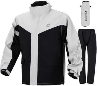 Oumurs Motorcycle Rain Suit For Men & Women Ultra Light Waterproof Motorcycle Rain Gear with Reflective Rain Jacket Pants Pants,Fishing Riding Golf Working Bike Hunting Camping Rain Coat Black Grey
