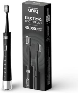 UltraCare PRO Uniq Electric Toothbrush For Adults - 1 Year Warranty - 2 Brush Head - 5 Brushing Modes - 40,000 Strokes/Min - Ipx7 Water Proof - Quad Change Reminder - 2Min Autoshut Off,Black