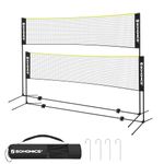 SONGMICS 4M Badminton Net Volleyball Net Adjustable Height Portable Set for Tennis, Beach, Volleyball, Garden, Park, Outdoor, Black and Yellow SYQ400B02